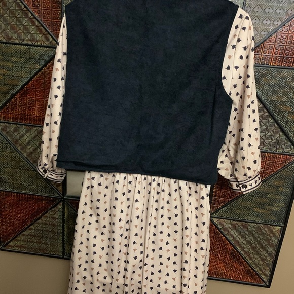 Vintage 70’s midi-dress with matching vest size Medium Hippie couture Geek retro - Picture 5 of 16